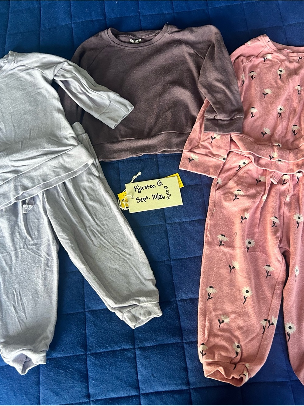 Kyte BABY Pink Floral and Light Blue Pajama Set Duo